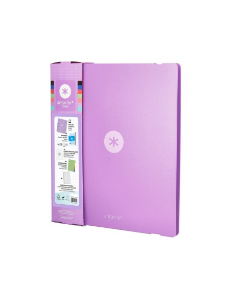 Carpeta con recambio antartik a4 cuadro 5mm foam 4 anillas 35mm mixtas color lavanda