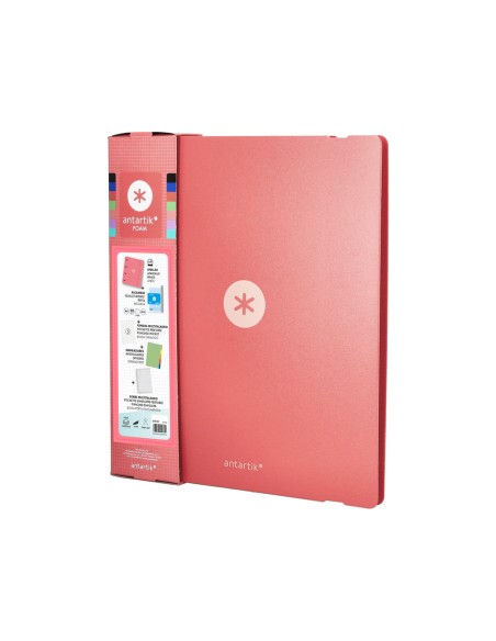 Carpeta con recambio antartik a4 cuadro 5mm foam 4 anillas 35mm mixtas color coral
