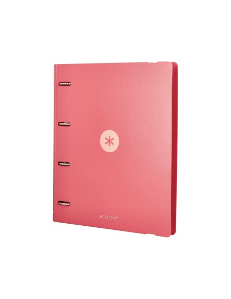 Carpeta con recambio antartik a4 cuadro 5mm foam 4 anillas 35mm mixtas color coral