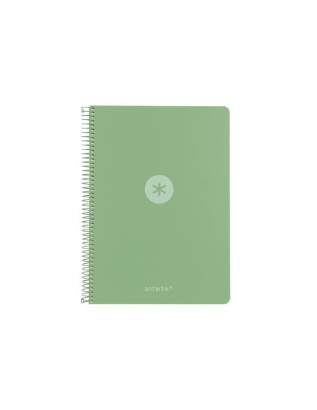 Cuaderno espiral antartik a4 tapa foam 80h 90gr cuadro 4mm con margen color verde matcha