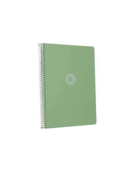 Cuaderno espiral antartik a4 tapa foam 80h 90gr cuadro 4mm con margen color verde matcha