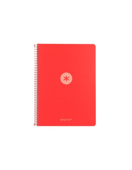 Cuaderno espiral antartik a4 tapa foam 80h 90gr cuadro 4mm con margen color rojo