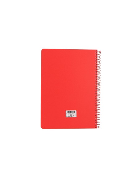 Cuaderno espiral antartik a4 tapa foam 80h 90gr cuadro 4mm con margen color rojo