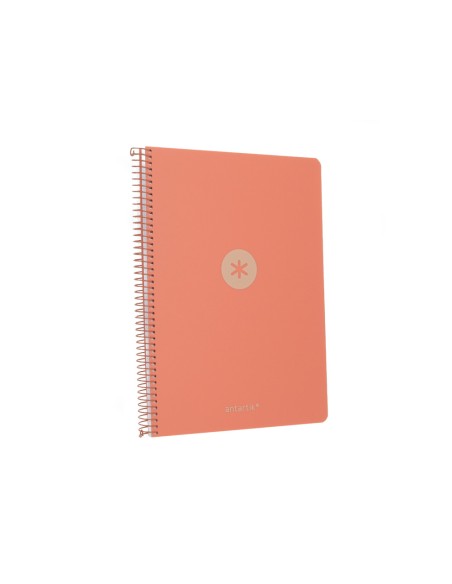 Cuaderno espiral antartik a4 tapa foam 80h 90gr cuadro 4mm con margen color coral