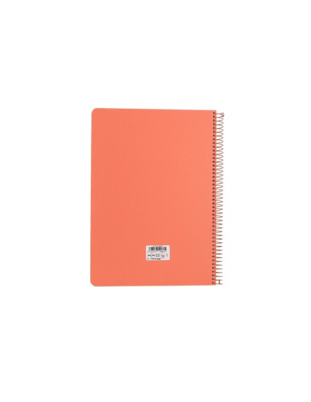 Cuaderno espiral antartik a4 tapa foam 80h 90gr cuadro 4mm con margen color coral