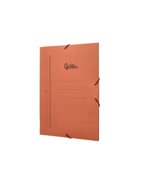 Carpeta liderpapel gomas folio 3 solapas carton compacto cuero