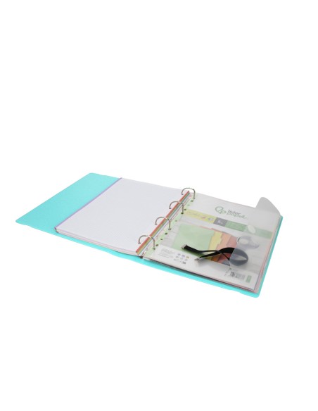 Carpeta con recambio antartik a4 cuadro 5mm foam 4 anillas 35mm mixtas color menta