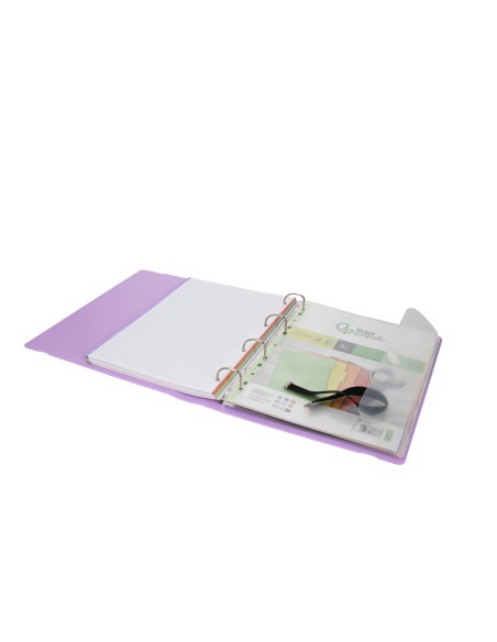 Carpeta con recambio antartik a4 cuadro 5mm foam 4 anillas 35mm mixtas color lavanda