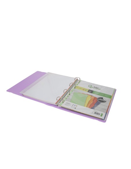 Carpeta con recambio antartik a4 cuadro 5mm foam 4 anillas 35mm mixtas color lavanda
