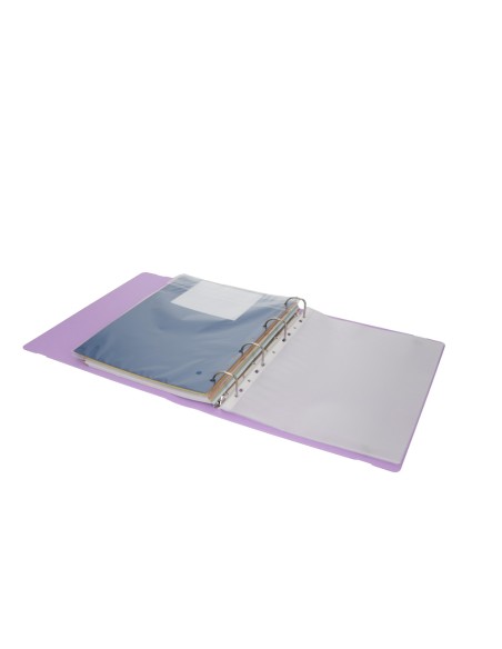 Carpeta con recambio antartik a4 cuadro 5mm foam 4 anillas 35mm mixtas color lavanda
