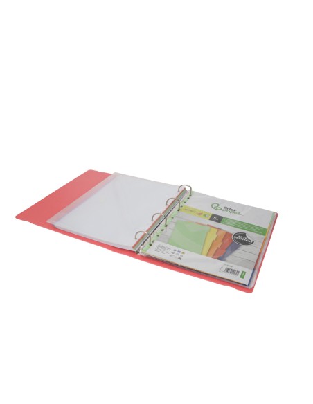 Carpeta con recambio antartik a4 cuadro 5mm foam 4 anillas 35mm mixtas color coral