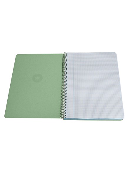 Cuaderno espiral antartik a4 tapa foam 80h 90gr cuadro 4mm con margen color verde matcha