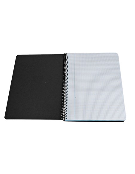 Cuaderno espiral antartik a4 tapa foam 80h 90gr cuadro 4mm con margen color negro
