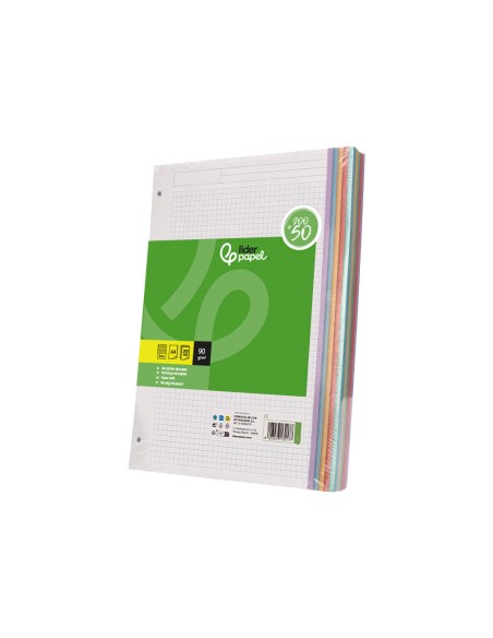 Recambio liderpapel a4 200+50 hojas 90gr cuadro 5mm 4 taladros bandas de 5 colores