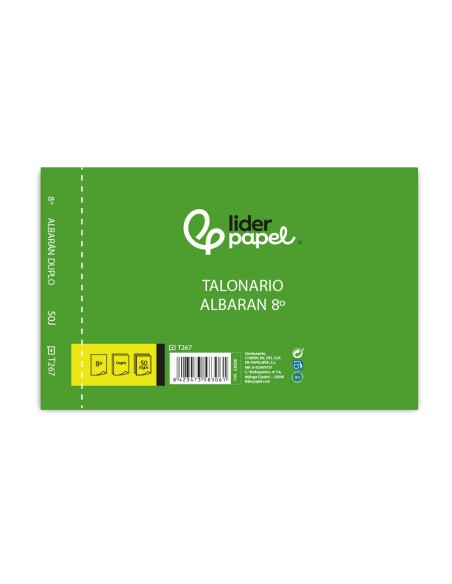 Talonario liderpapel albaran octavo duplicado apaisado