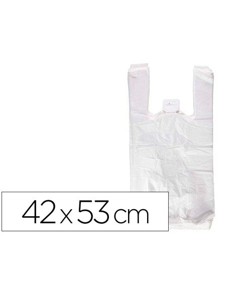 Bolsa camiseta reciclada 70% blanca 50 mc 42x53 cm apta legislacion de bolsas 2021