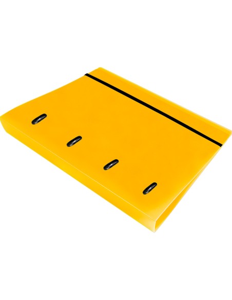 Carpeta con recambio liderpapel a4 cuadro 5mm 100 hojas 80g polipropileno 4 anillas 40mm amarillo fluor