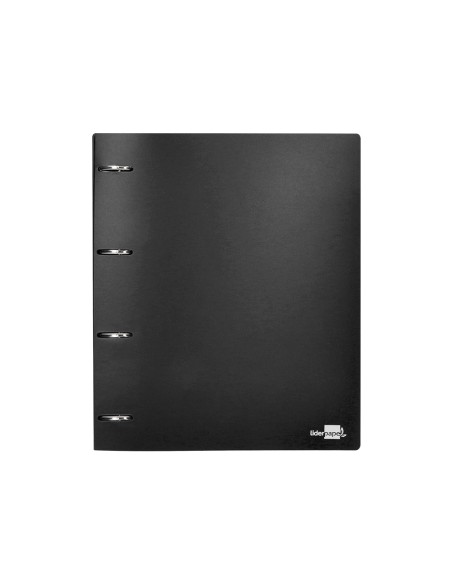 Carpeta liderpapel 4 anillas 40 mm mixtas polipropileno din a4 negro opaco