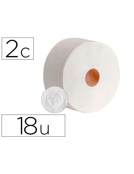 Papel higienico dahi jumbo 2 capas celulosa blanca 140 m mandril 45 mm paquete de 18 rollos