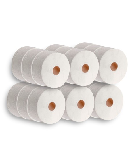 Papel higienico dahi jumbo 2 capas celulosa blanca 140 m mandril 45 mm paquete de 18 rollos