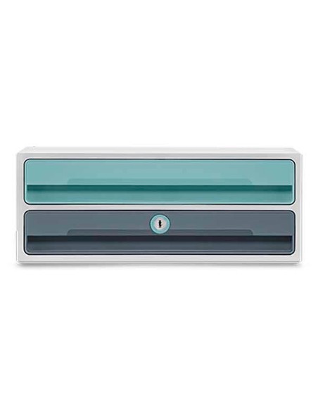 Fichero cajones de sobremesa cep moov up reciclado 80% con cerradura 2 cajones color azul/gris 275x369x146 mm
