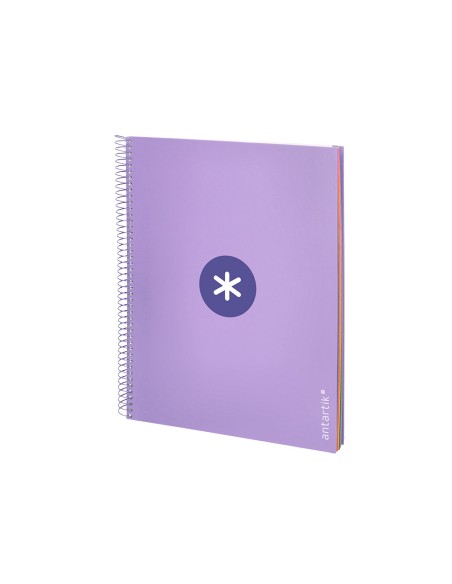 Cuaderno espiral a4 micro antartik tapa forrada 120h 90 gr horizontal 5 bandas 4 taladros color lavanda