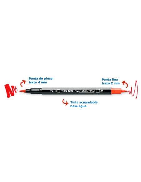 Rotulador lyra aqua brush acuarelable doble punta y pincel tonos primarios blister de 6 unidades