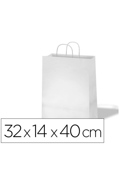 Bolsa kraft basika celulosa blanco 90 gr asa retorcida tamaño \"l\" 320x140x400 mm