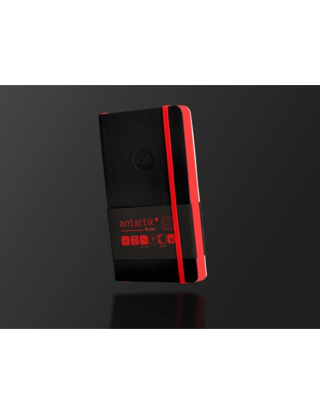 Cuaderno con gomilla antartik notes tapa blanda a6 cuadricula negro y rojo 100 hojas 80 gr fsc