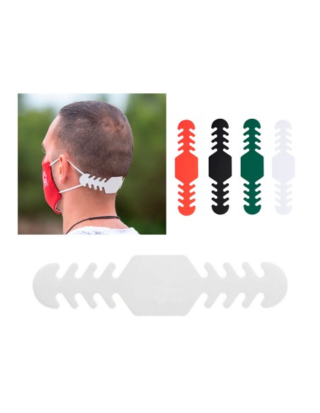 Ajustador salvaorejas mascarilla silicona flexible 3 posiciones ajuste color blanco 19,4x1,8 cm
