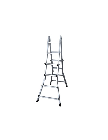 Escalera telescopica aluminio de 4+4 peldaños con tapa finalpvc antideslizante en131-4