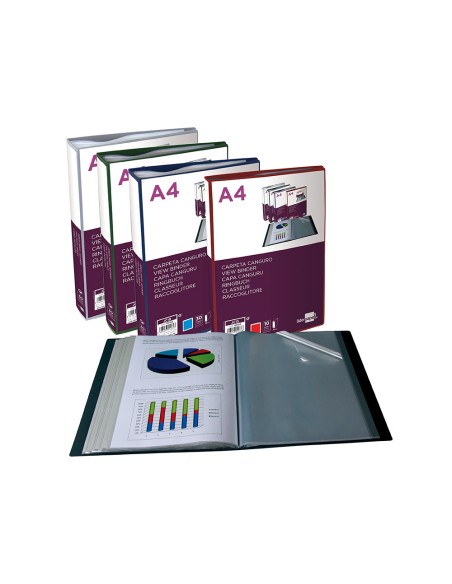 Carpeta liderpapel 80 fundas canguro pp din a4 negro opaco portada y lomo personalizable
