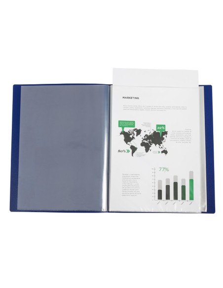 Carpeta liderpapel 30 fundas canguro pp din a4 azul translucido portada y lomo personalizable
