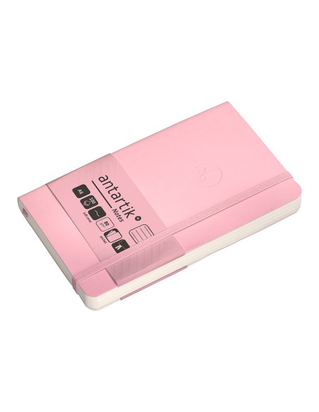 Cuaderno con gomilla antartik notes tapa blanda a6 rayas rosa pastel 100 hojas 80 gr fsc