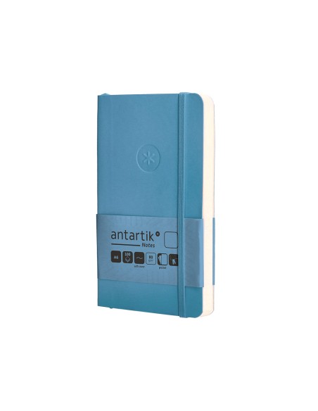 Cuaderno con gomilla antartik notes tapa blanda a6 hojas lisas azul claro 100 hojas 80 gr fsc