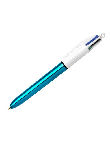 Boligrafo bic cuatro colores shine azul punta...