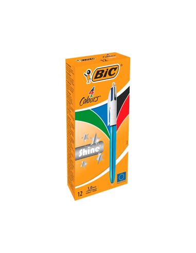 Boligrafo bic cuatro colores shine azul punta...