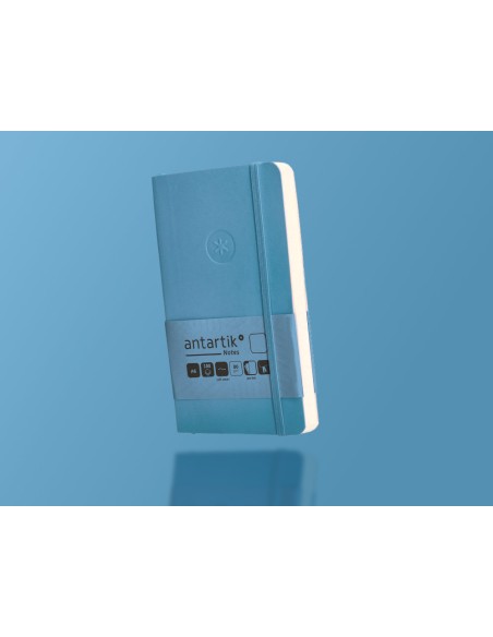 Cuaderno con gomilla antartik notes tapa blanda a6 hojas lisas azul claro 100 hojas 80 gr fsc