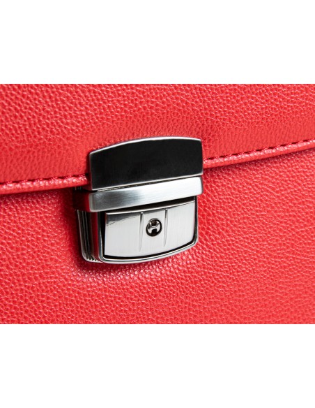 Cartera portadocumentos q-connect con correa cierre metalico y departamentos interiores color rojo 390x280
