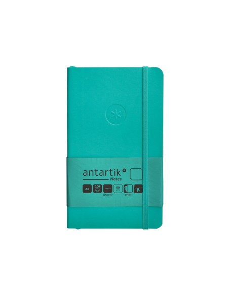 Cuaderno con gomilla antartik notes tapa blanda a6 hojas lisas turquesa 100 hojas 80 gr fsc