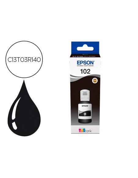 Tinta epson ecotank 102 et-2700 / 2750 / 3700 / 3750 / 4750 bote de 127 ml negro 7.500 pag