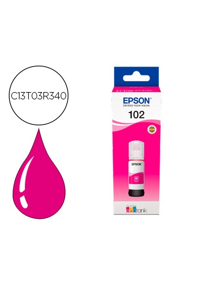 Tinta epson ecotank 102 et-2700 / 2750 / 3700 / 3750 / 4750 bote de 70 ml magenta 6.000 pag