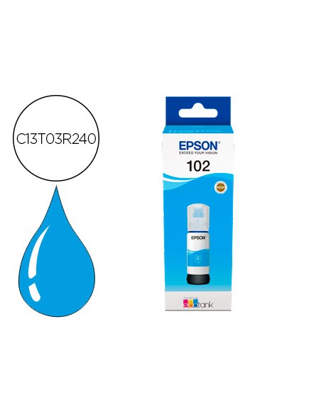 Tinta epson ecotank 102 et-2700 / 2750 / 3700 / 3750 / 4750 bote de 70 ml cian 6.000 pag