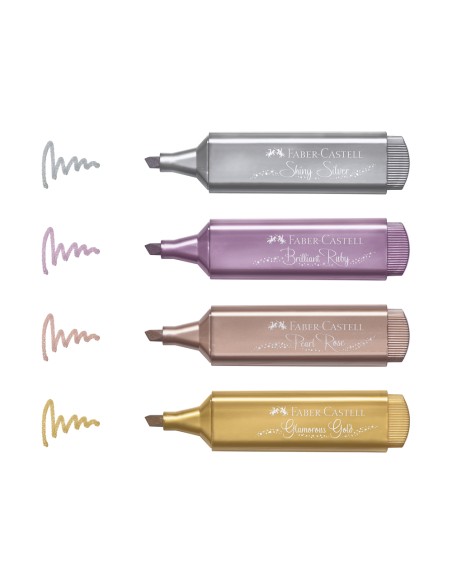 Rotulador faber castell fluorescente textliner 46 metalico estuche de 4 unidades colores surtidos