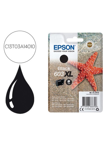 Ink-jet epson 603xl xp-2100 / 2105 / 3100 / 4100 / wf-2810 / 2830 / 2835 / 2850 negro 500 paginas