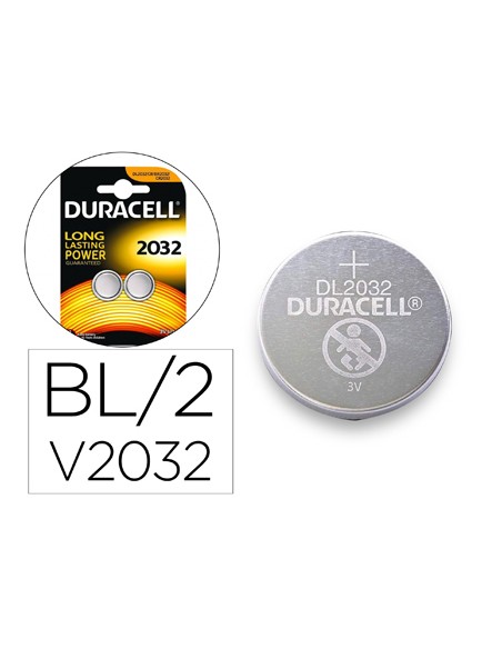 Pila duracell alcalina boton cr2032 blister 2 unidades