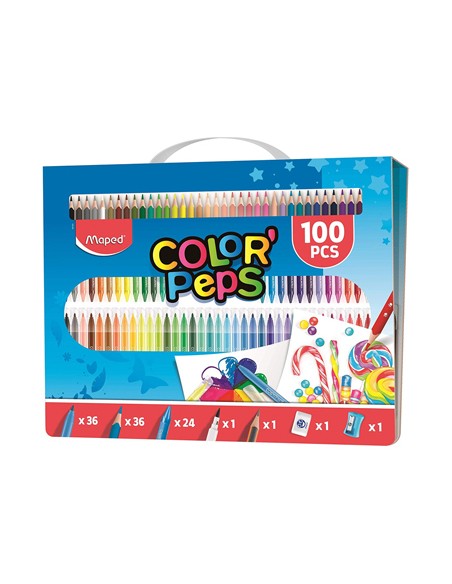 Estuche pintura maped color peps kit 100 piezas surtidas