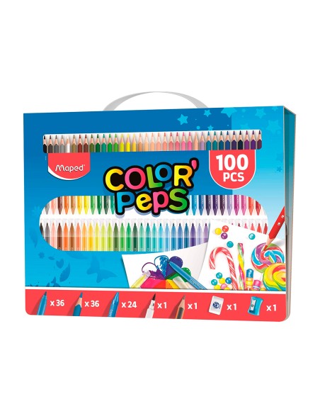 Estuche pintura maped color peps kit 100 piezas surtidas
