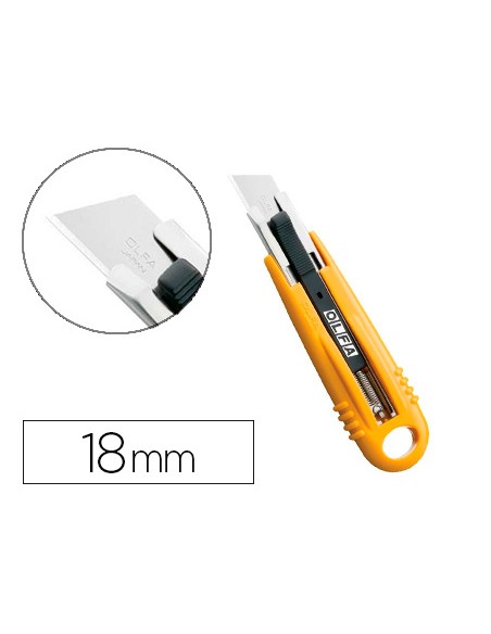 Cutter de seguridad cuchilla ancha 18 mm cuerpo acero inoxidable recubierto resina abs