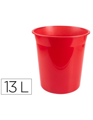 Papelera plastico q-connect rojo translucido 13...